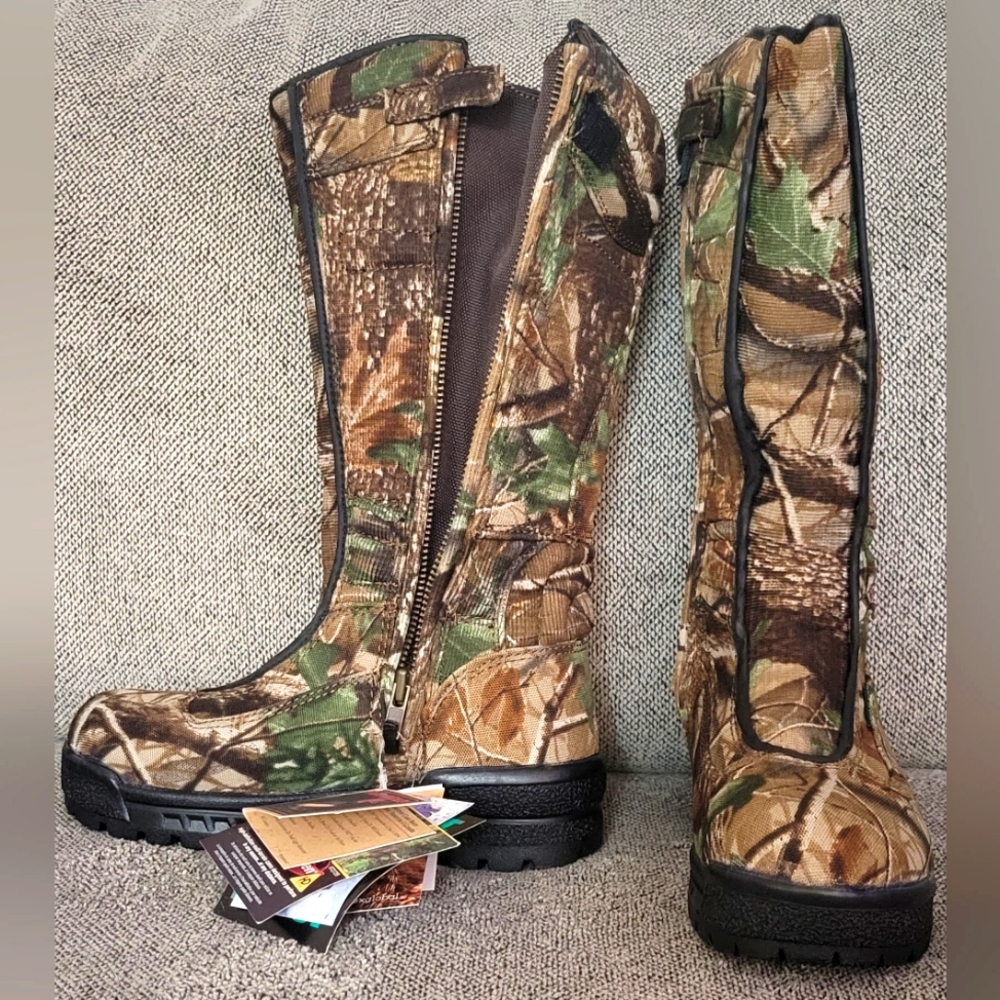 Green and Brown Waterproof Winter Boots with Camouflage Design